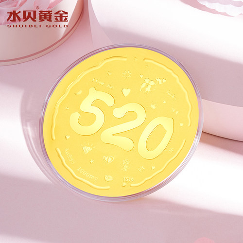 水贝黄金官方旗舰店足金999大金饼画大饼纯金1g投资520礼物送女友