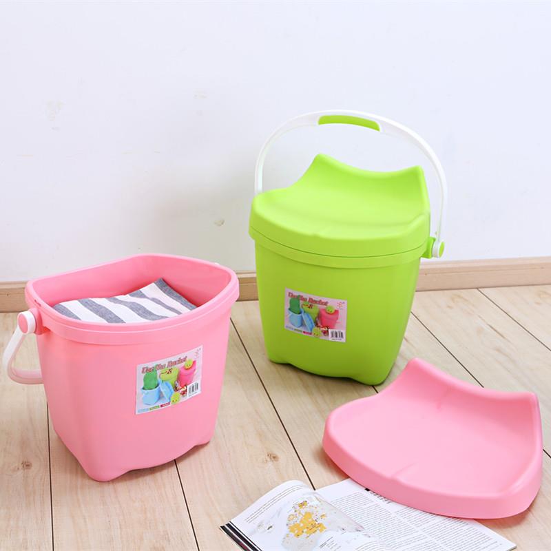 可坐收纳手提洗澡水桶凳加厚钓鱼箱幼儿园零食儿童玩具带盖收纳桶