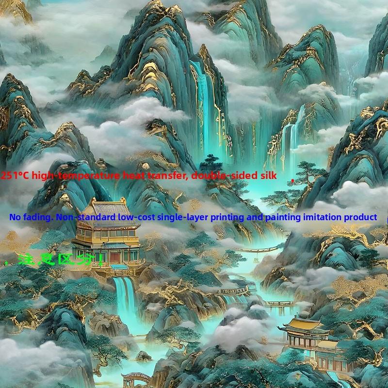 青绿山水堂口山水单暗堂口风景画风水画仙堂背景东北堂屋供奉挂画