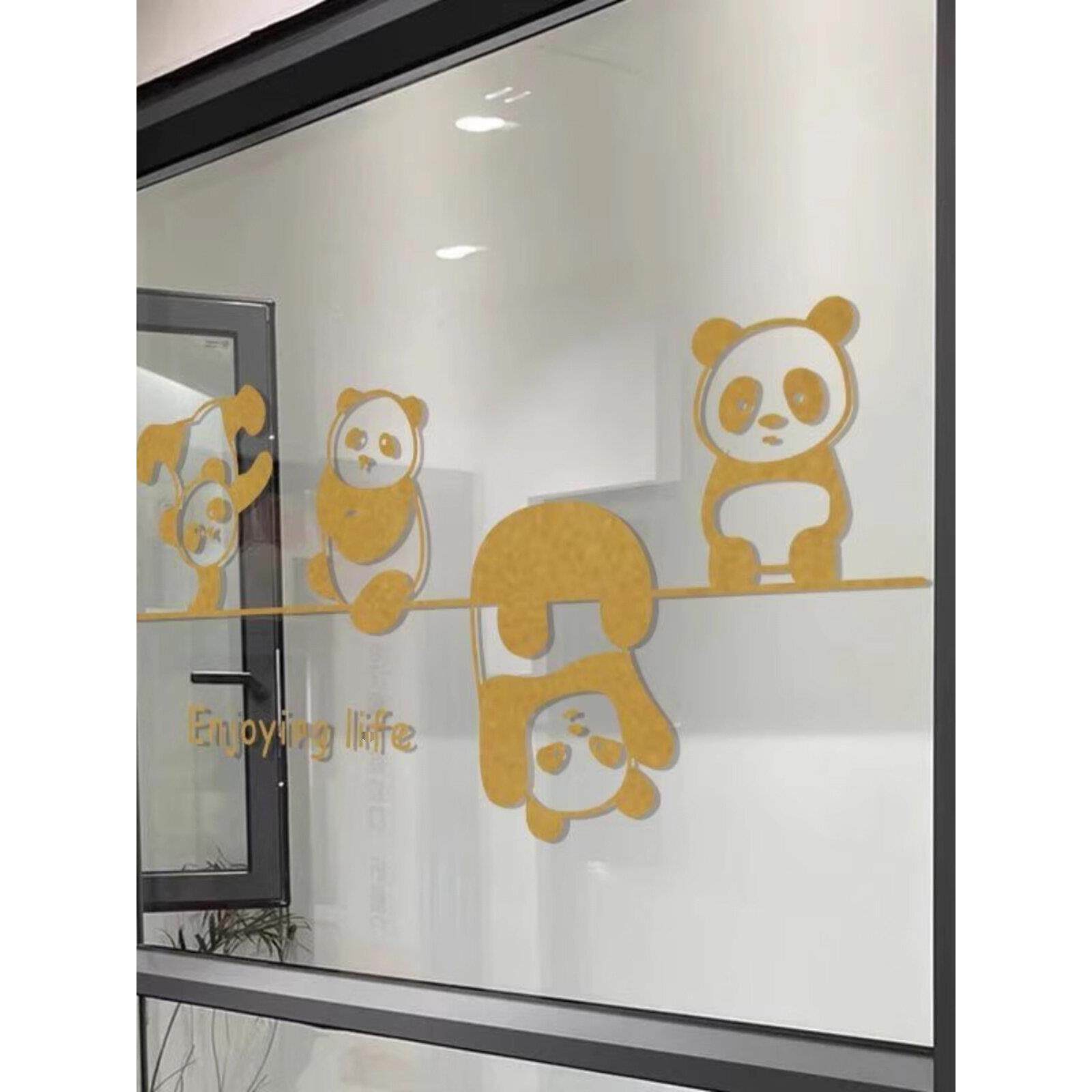 可爱卡通熊猫贴纸客厅阳台厨房玻璃移门腰线防撞贴家居装饰墙贴画