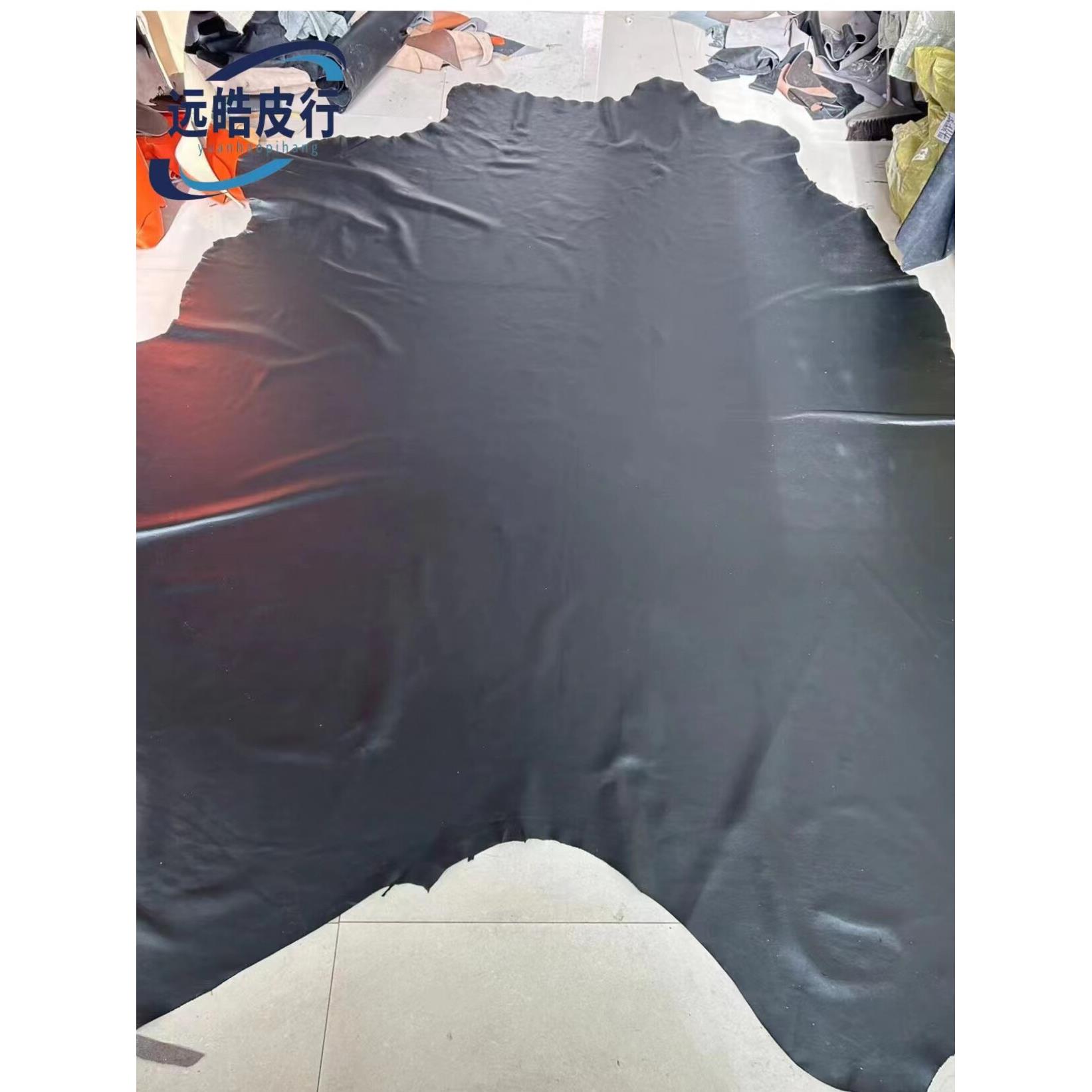 黑色头层牛皮皮料真皮座椅沙发床头翻新面料手工摔纹diy柔软牛皮