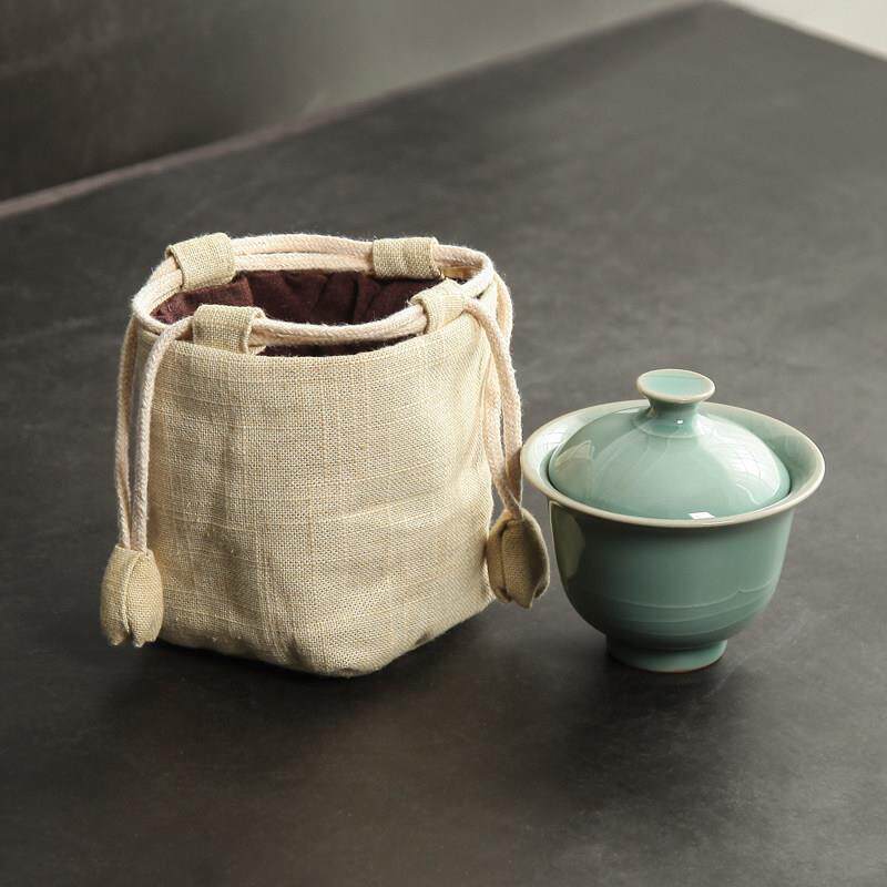 棉麻茶壶盖碗收纳袋茶具收纳到壶袋杯袋茶叶罐收纳袋布包布袋抽绳