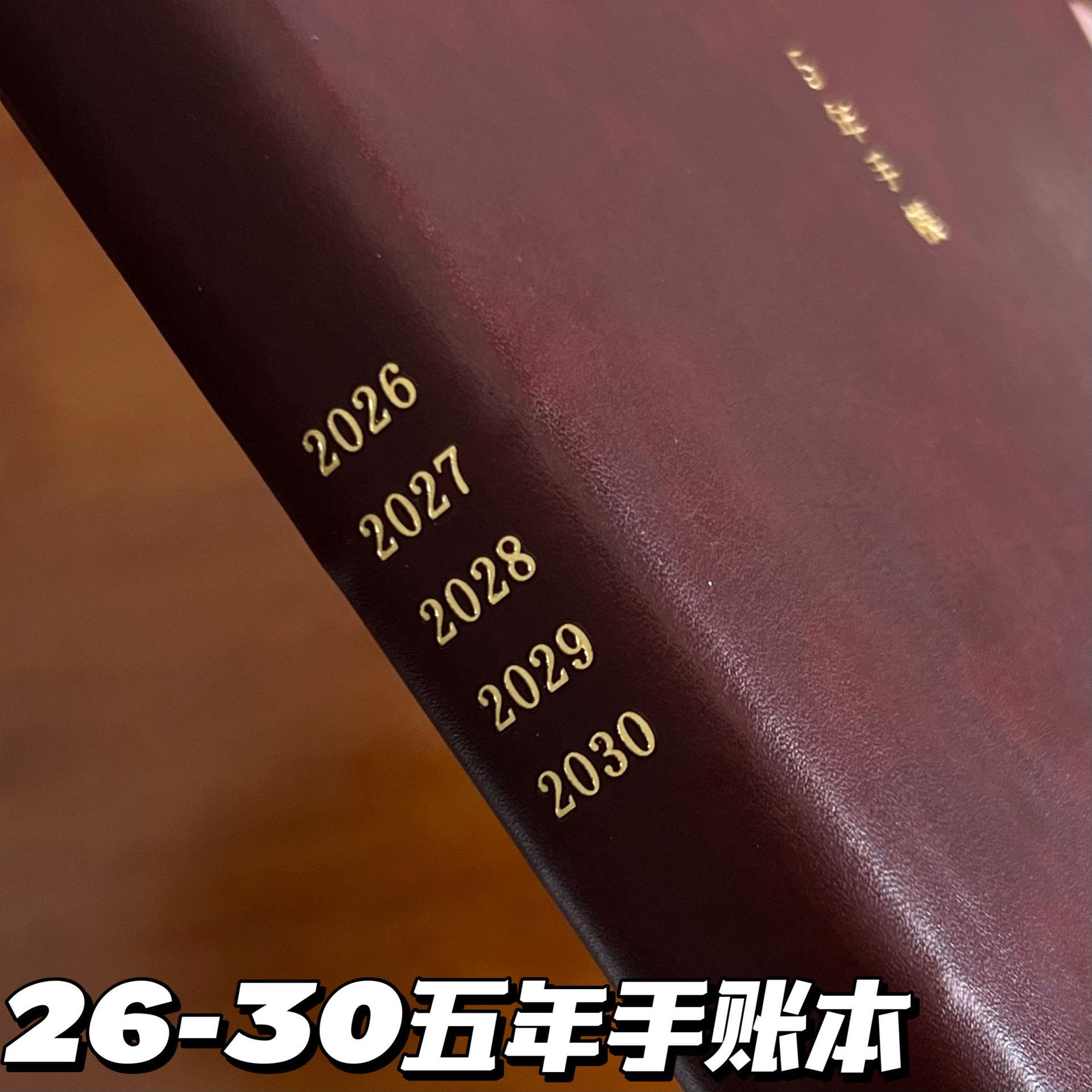 A5加厚五年日记本高颜值棕色皮质2026-2030年日常记录手账笔记本