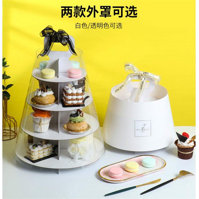 四层一次性创意野餐甜品架 ins风高颜值甜品下午茶歇白色点心架