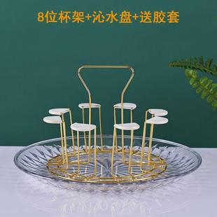 电镀不锈钢架酒玻璃6头8头水杯架厨房简约摆件沁水杯架送胶套