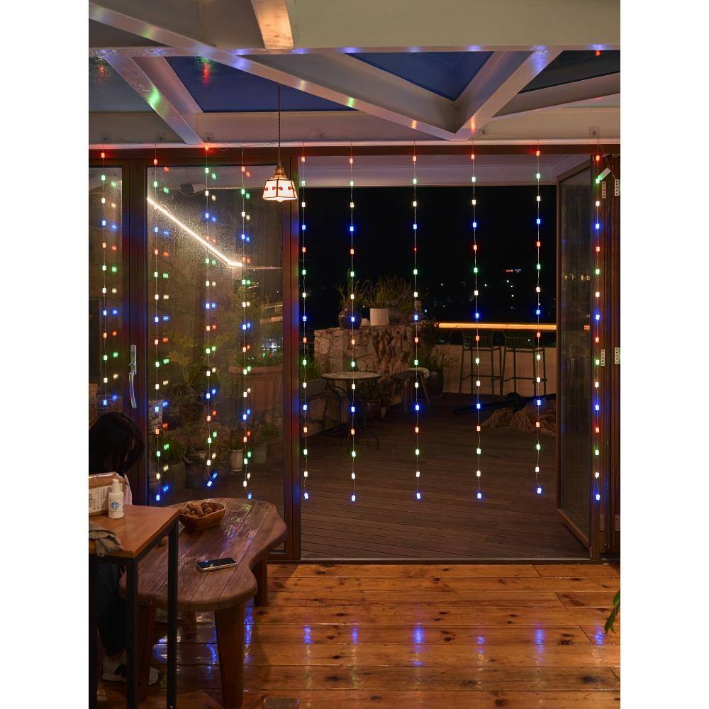 Led彩灯闪烁串灯星空卧室氛围灯门帘珠帘隔断帘装饰流行门帘灯