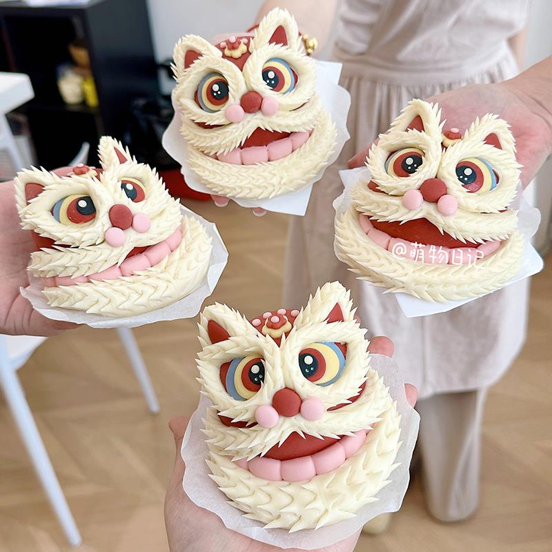 萌物日记 抓周周岁馒头国潮风醒狮馒头花饽饽模具花式面食模具diy