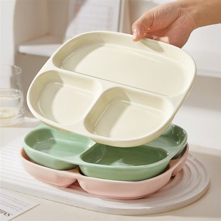 陶瓷减脂分格餐盘大人减肥专用211定量分食餐盘儿童早餐盘子家用