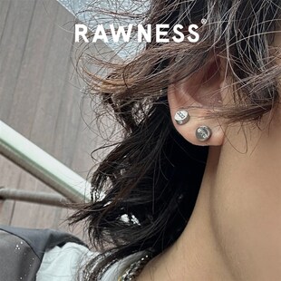 RAWNESS 新年礼物拉丝素耳钉男士高级感痞帅单只耳环圆形洋气男女