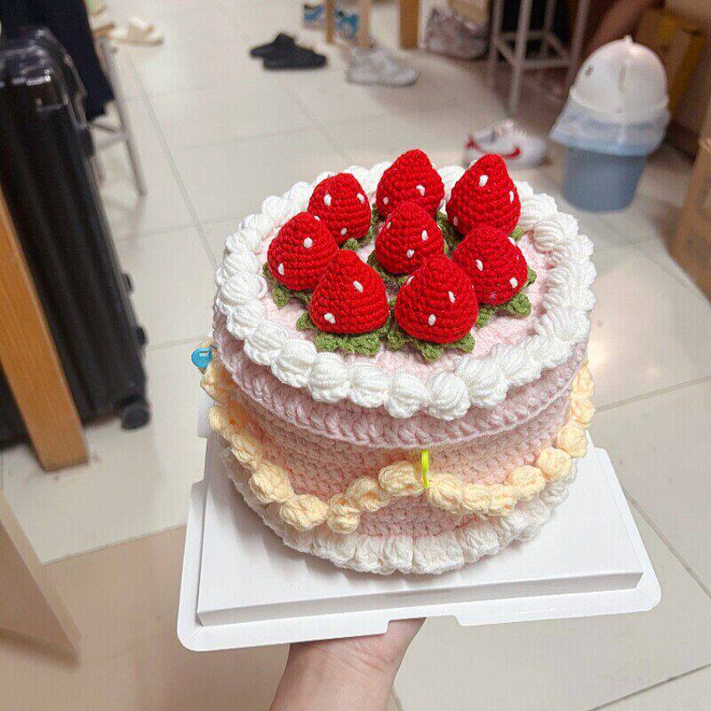 草莓蛋糕手工diy毛线材料包自制送女生朋友心意礼物编织高颜值新