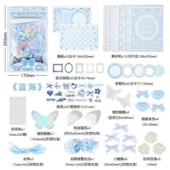痛包diy材料蓝色次元幻想系列-谷子扎包素材手账装饰填充包高颜值
