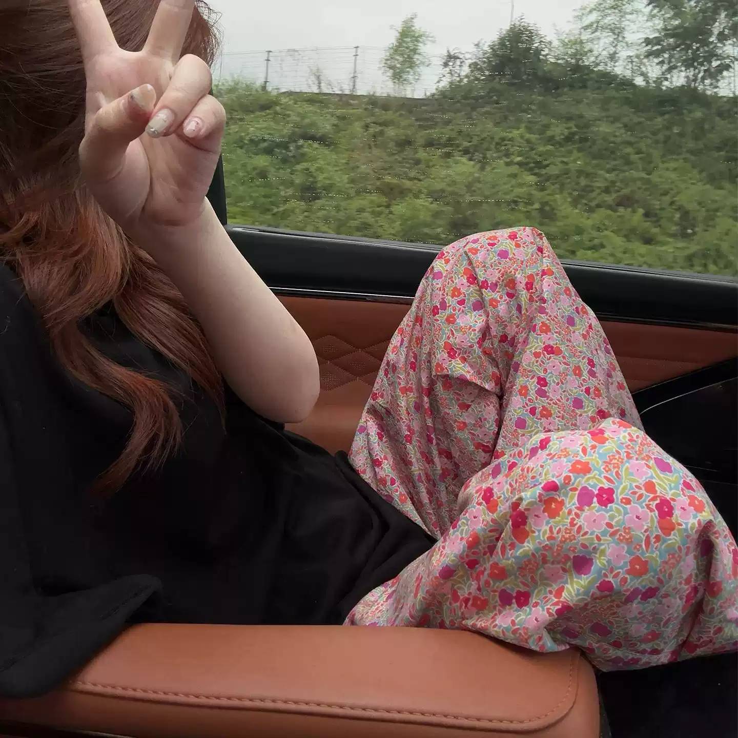 奶奶风碎花棉绸裤女夏款薄凉休闲