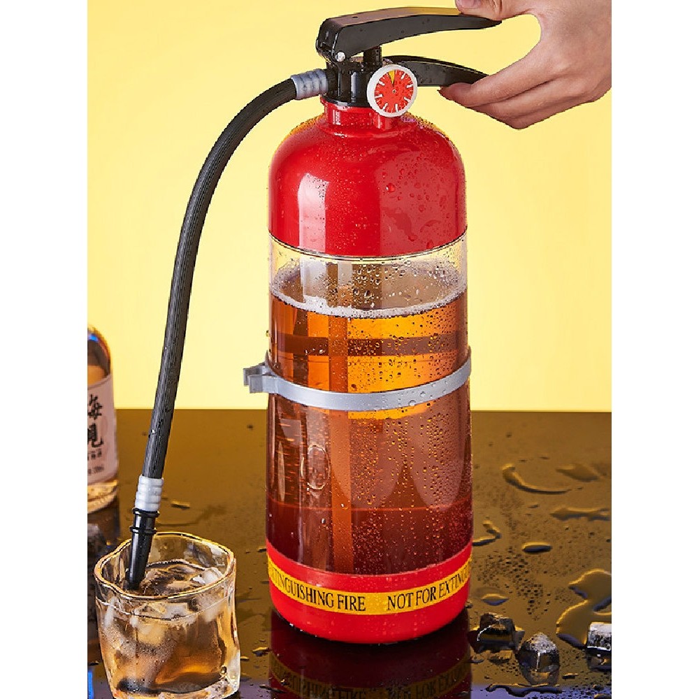 手压式灭火器水杯聚会啤酒饮料桶网红饭店酒吧创意3L大容量啤酒桶