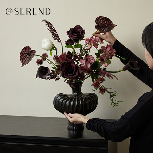 SEREND复古风仿真花玫瑰花束