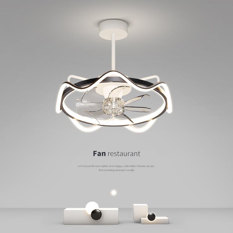 极简线条设计餐厅吊扇灯电扇灯现代简约家用大风力静音变频风扇灯