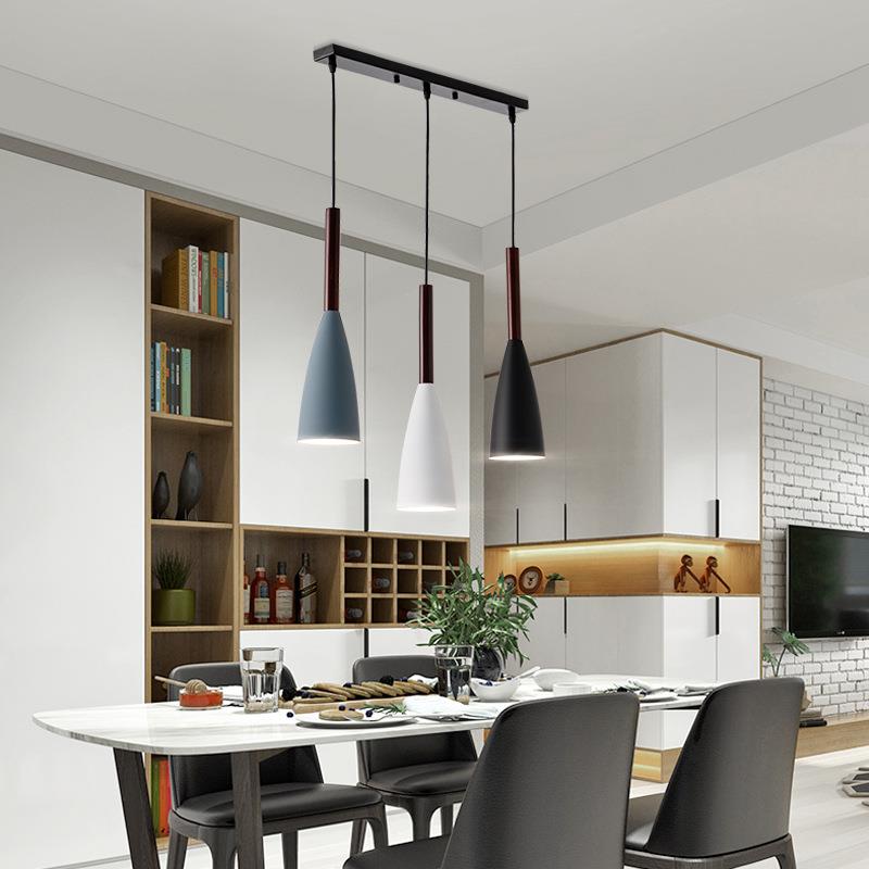 北欧马卡龙餐厅吊灯三头led现代简约吧台卧室过道阳台咖啡厅灯具