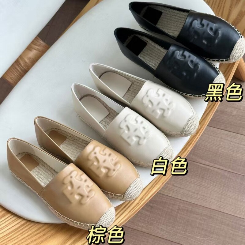 2025年新款真皮渔夫鞋草编一脚蹬羊皮圆头乐福鞋复古休闲平底女鞋