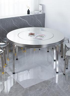 不店钢锈大圆桌带转饭餐桌面不锈钢折叠65232桌免安装流动酒席圆