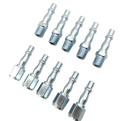 1/4管英10件套快速接头  铁镀锌母接1/4式公接外螺纹插芯 气接头