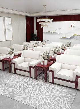 贵宾待室沙发商务领导会发议45760办接公室会发客沙布艺简约沙茶