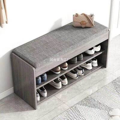 换鞋凳家用门口架可坐鞋入户柜凳坐QLC一体进门储物鞋凳子实木穿