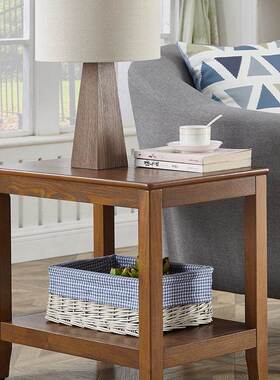 美式沙发EUQ边边柜侧几柜简约客厅边几实木角小置物桌子茶几家用