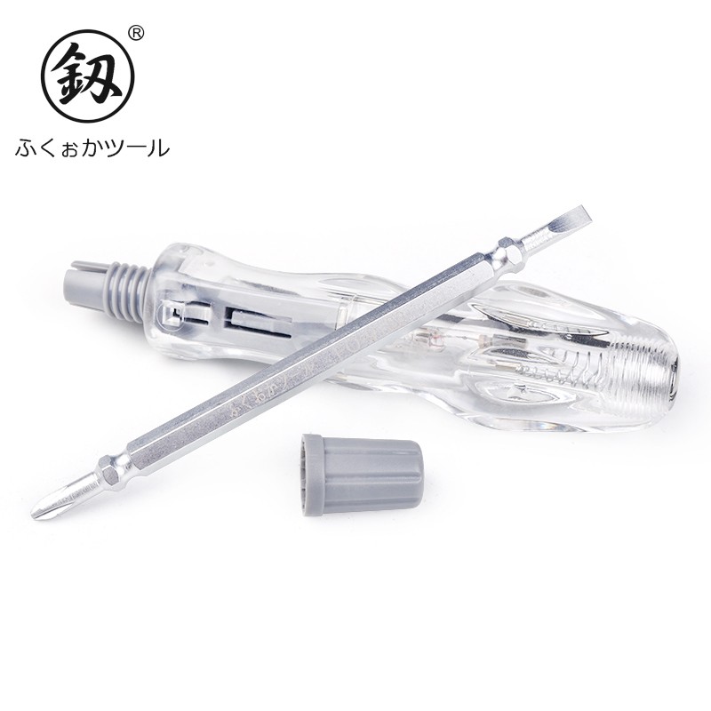 日本福冈 两用测电笔螺丝刀一字十字批头试电笔 家用电工测零火线