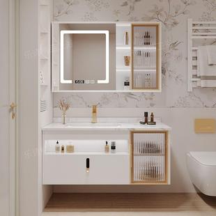 岩板室一体盆浴柜组手合现轻奢小户型洗池洗脸盆柜卫生间洗漱WHT