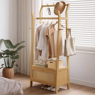 衣杆帽架落卧室楠竹双家简用E系列衣临时挂衣地架小型约现代一体