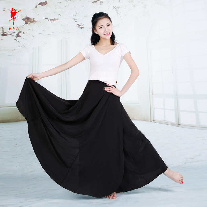 2026新款红舞鞋大摆半身裙高丝宝朝鲜民族舞蹈演出服装女练功裙批