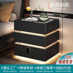 悬浮床头柜2025新款轻奢高级感卧室置物小方柜三层抽屉浅灰色40宽