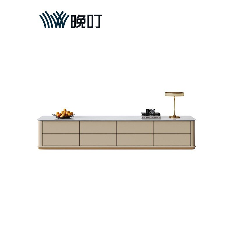 晚叮轻奢电视柜大平层客厅靠墙收纳柜设计师天然大理石电视柜家用
