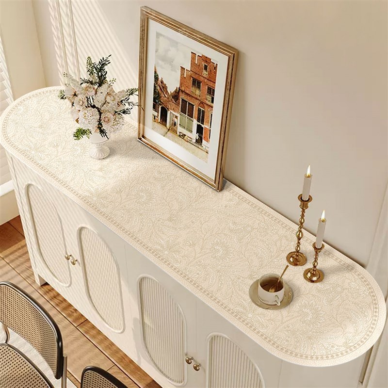 轻奢高级感椭圆形电视柜桌垫圆角弧形防水防油餐边柜台面保护桌布