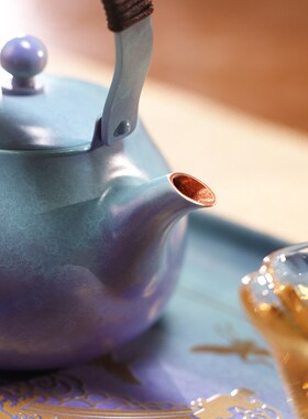 铜 瑞鹤来仪茶礼套装手工铜壶单人便携泡茶壶功夫茶具