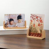 实木U型相框摆台6寸7寸8框架免费冲洗打印照片高级木质感定制diy