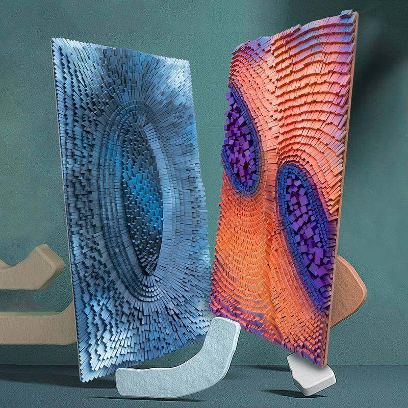 现代立体浮雕木头装饰画正对门抽象简约客厅玄关过道沙发艺术挂画