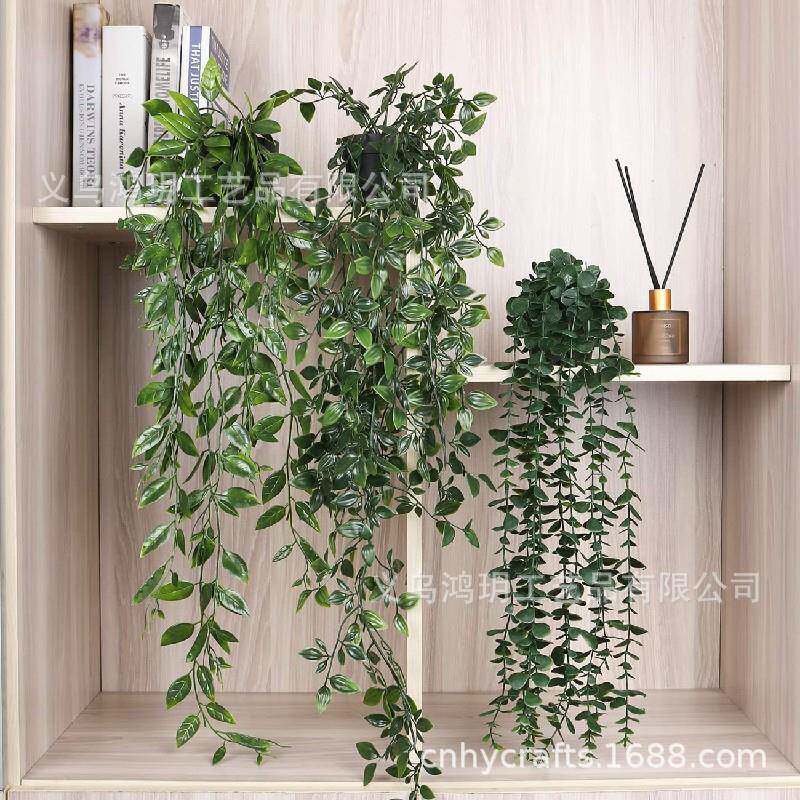 人造悬挂植物3件装仿真盆栽植物用于墙壁家庭房间办公室室内装饰
