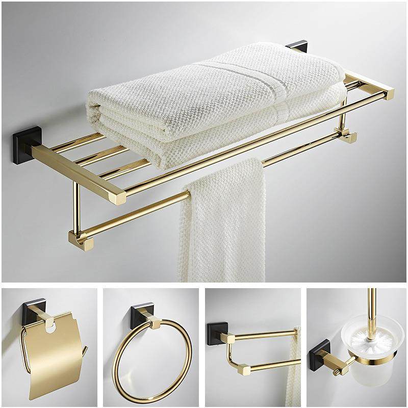 全铜浴室五金挂件套装毛巾架浴巾架黑金卫生间毛巾杆壁挂式挂件套,特色手工艺,其他特色工艺品,淘宝优惠券,粉丝福利购,淘宝优惠卷