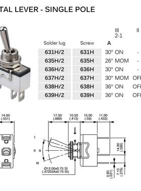 APEM6大电流钮子开关637HK
