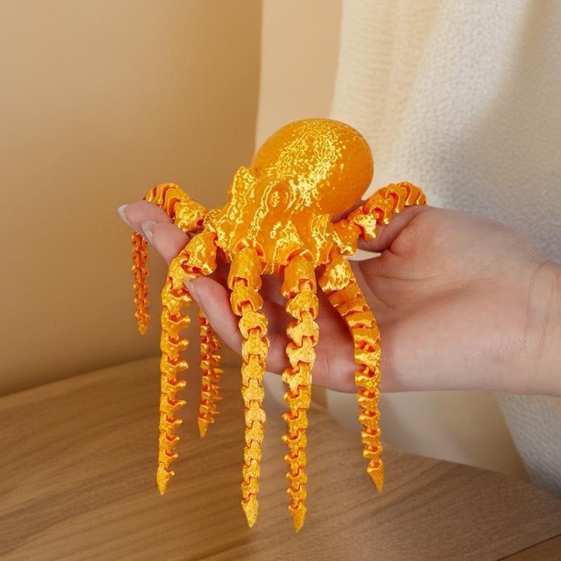 3D打印仿真章鱼乌贼八爪鱼关节可动摆件手办鱼缸造景办公男孩玩具