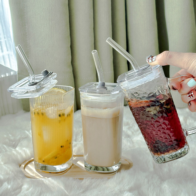 玻璃果汁杯办公室新款ins冷饮夏天水杯饮料家用茶杯牛奶杯喝水,餐饮具,吸管杯,淘宝优惠券,粉丝福利购,淘宝优惠卷