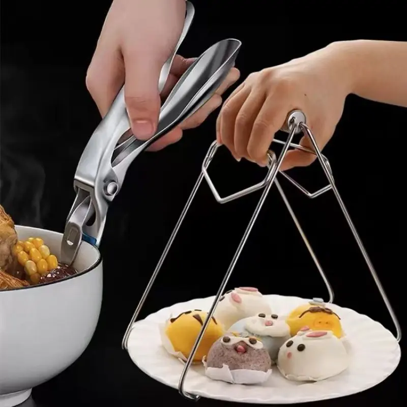 加长加厚304不锈钢防烫夹厨房多功能防滑夹子家用蒸菜砂锅夹取碗