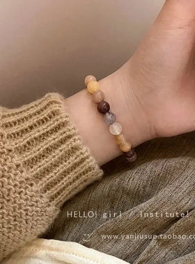 天然玉石手串手链女ins小众设计潮复古简约百搭高级感串珠子手饰