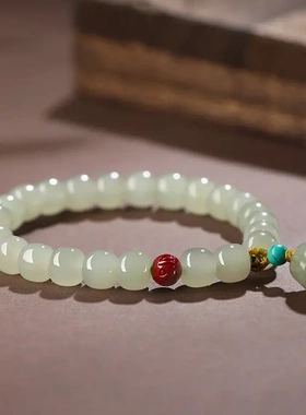 冰种晴水料仿和田玉手链女生夏手串玉石莲蓬手饰品送女友闺蜜礼物