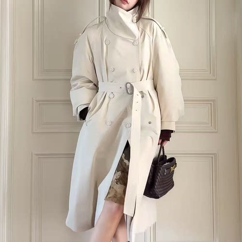 conlise女长款可拆围巾风衣