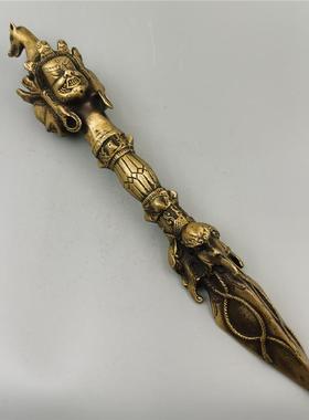 藏传用品黄铜马头明王金刚杵法器黄铜普巴杵大号降魔杵