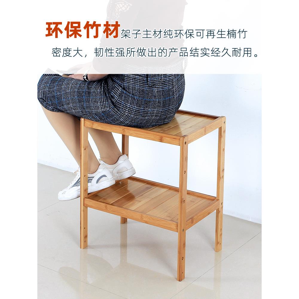 7K1阳台置物架厨房落地竹架子收纳架客厅储物架办公木花架高脚可