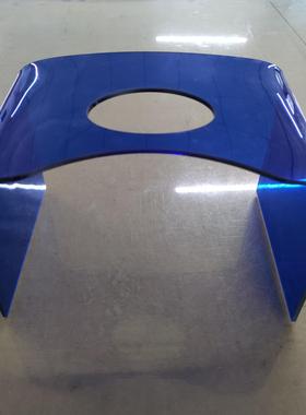 亚克力展台蓝色打孔有机玻璃展示台热弯展览架u型展架立式展览台