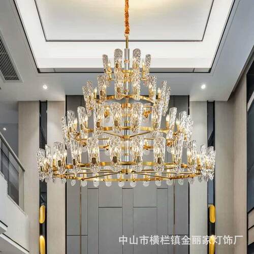 【轻奢】别墅大吊灯复式楼酒店欧式客厅三层四层全铜水晶吊灯