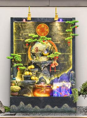 中式假山水幕墙流水屏风隔断景观客厅庭院公司开业送礼装饰摆饰